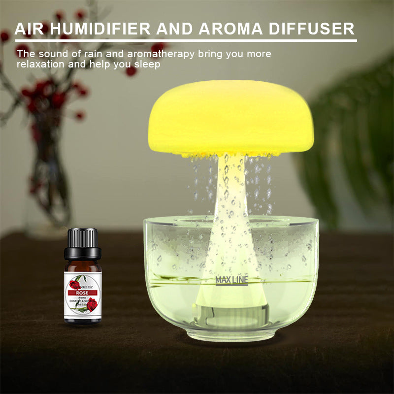 Jellyfish Raindrop Humidifier Ultrasonic Atomization Seven-color Ambience Light Cloud Rain Aroma Diffuser Home Decor - Nyaabs