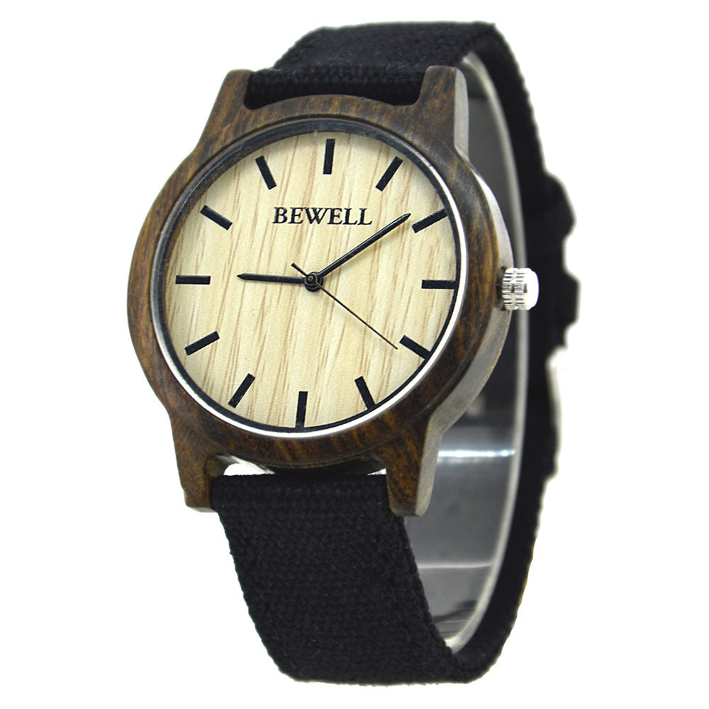 Simple canvas strap wooden watch - Nyaabs