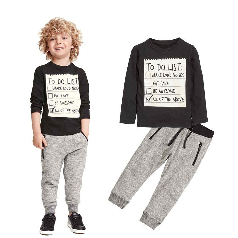 Kids Boys Clothing Set Baby Boy Casual Clothes Spring Autumn Ccotton Long Sleeves T-shirt Pants 2pcs Suit For 3-7 Years - Nyaabs