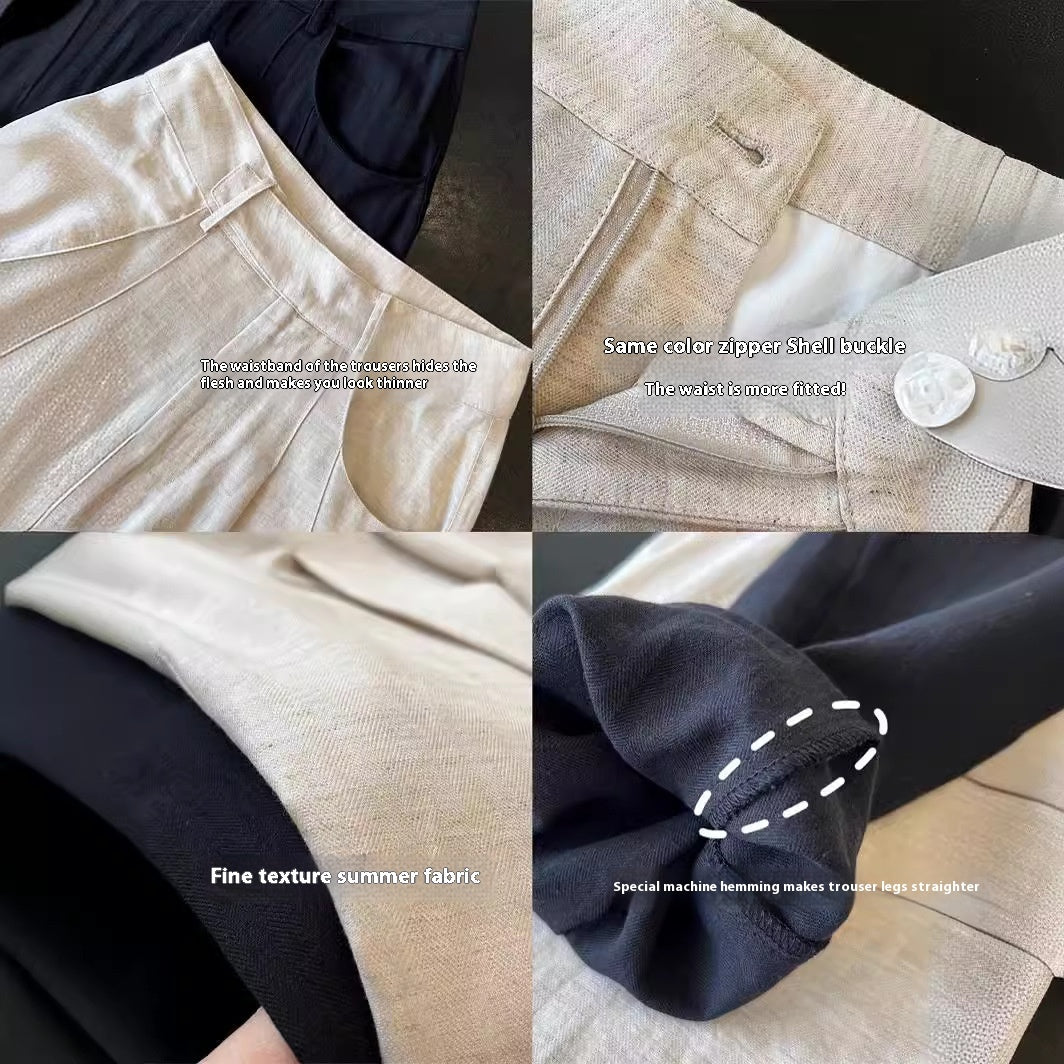 Tencel Linen Wide-leg Pants Thin High Waist Casual Sun-proof Cotton Linen Straight Trousers nyaabs.com