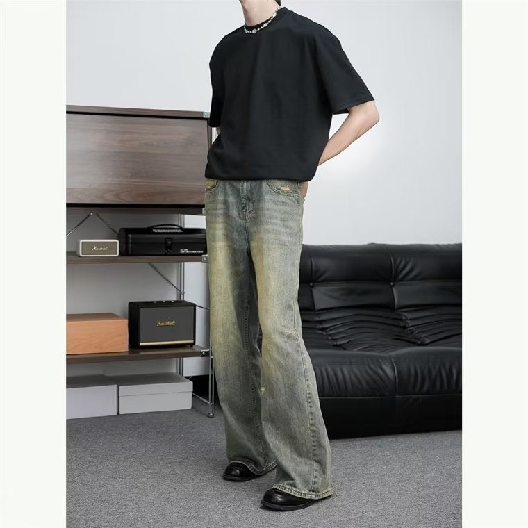 Loose All-match American Retro Distressed Wide-leg Jeans For Men - Nyaabs