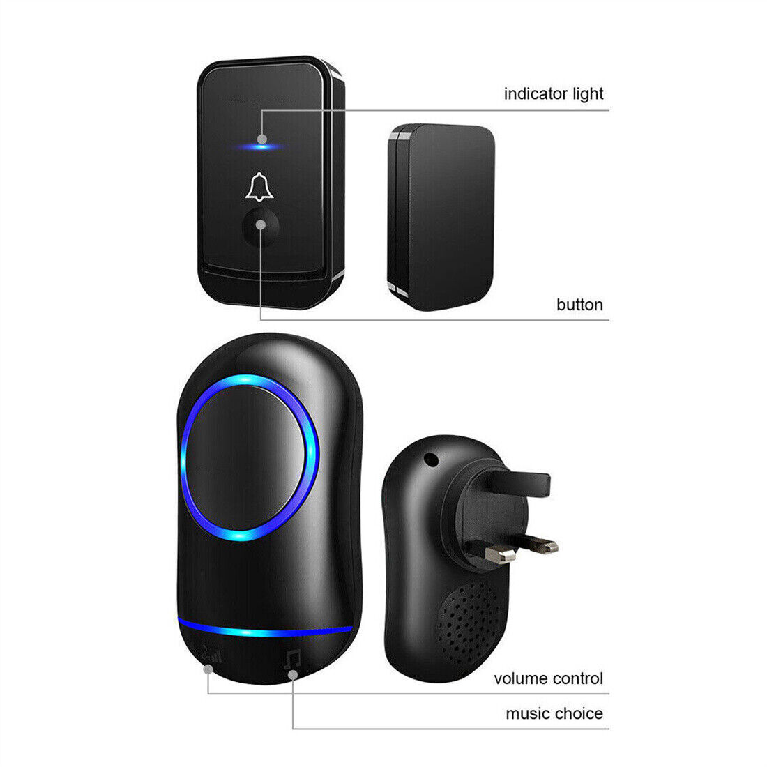 Wireless Door Bells Waterproof Long Range Plug In Home Cordless Doorbell - Nyaabs