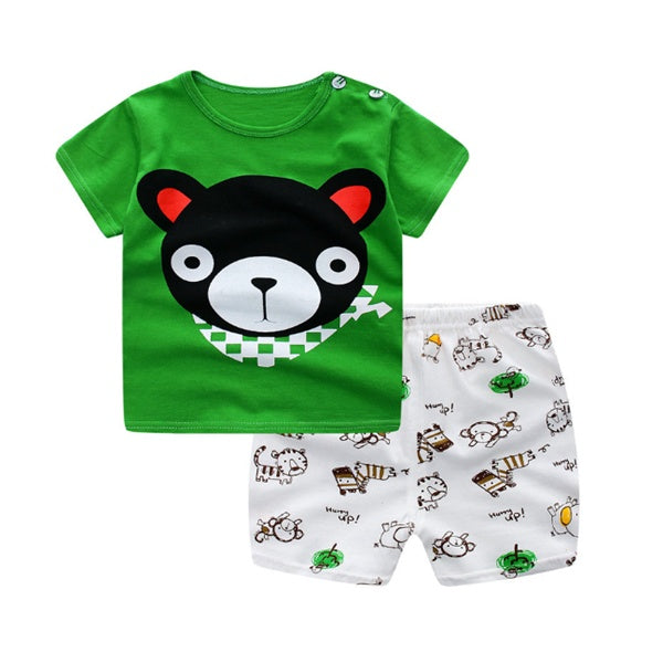 Cartoon Clothing Baby Boy Summer Clothes T-shirt Baby Girl Casual Clothing Sets - Nyaabs