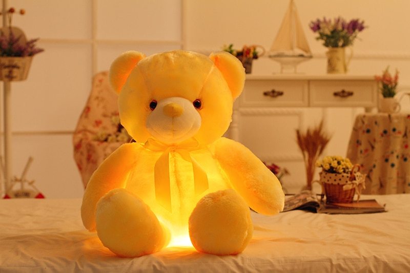 Creative Light Up LED Teddy Bear Stuffed Animals Plush Toy Colorful Glowing Christmas Gift For Kids Pillow - Nyaabs