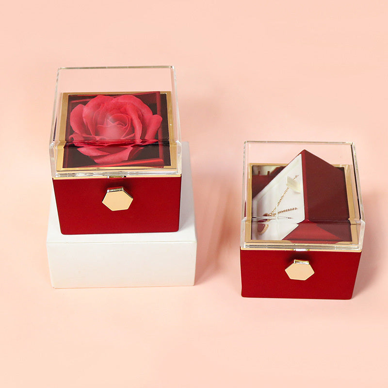 Rotating Soap Flower Rose Gift Box Creative Rotating Rose Jewelry Packaging Box Valentine's Day Gift For Women nyaabs.com