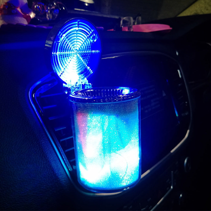 Car Ashtray With LED Light RGB Ambient Light Cigarette Cigar Ash Tray Container Trash Can Portable Ashtray Auto Accessories - Nyaabs