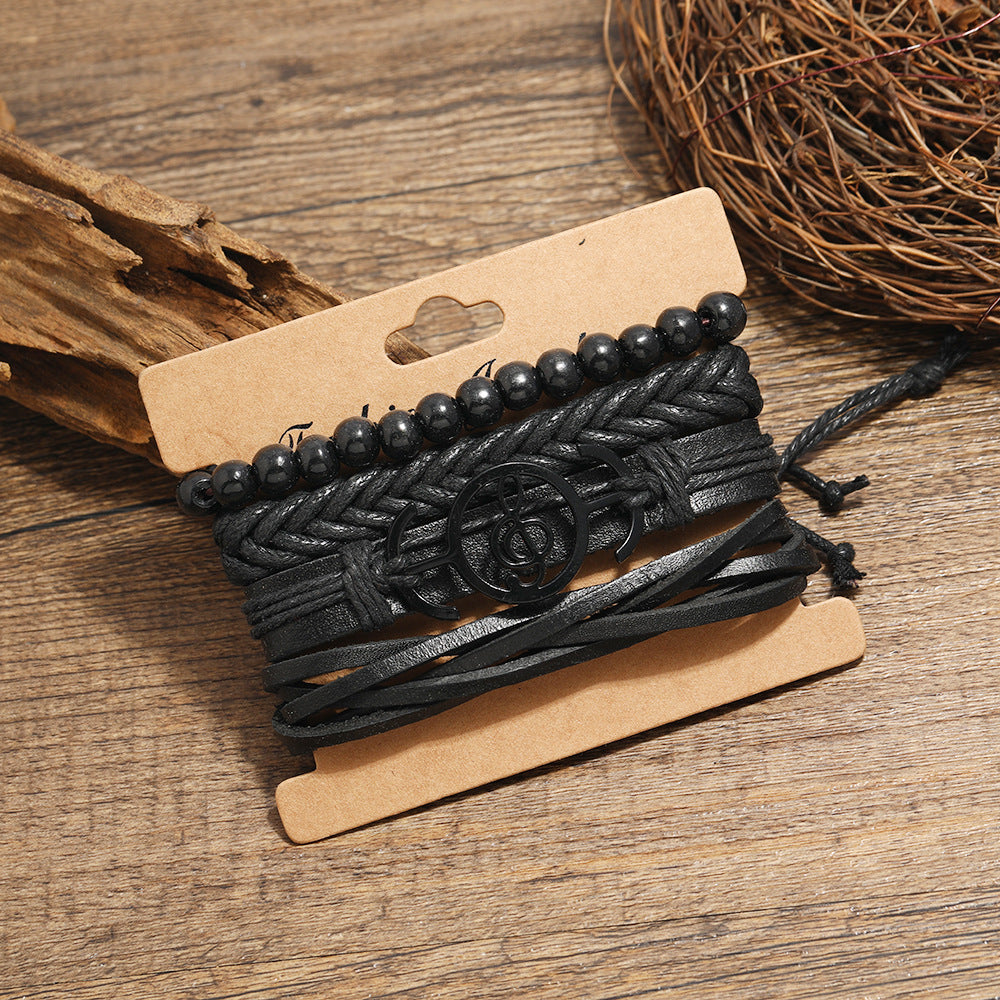 Hair Alloy Note Vintage Cowhide Bracelet Men - Nyaabs