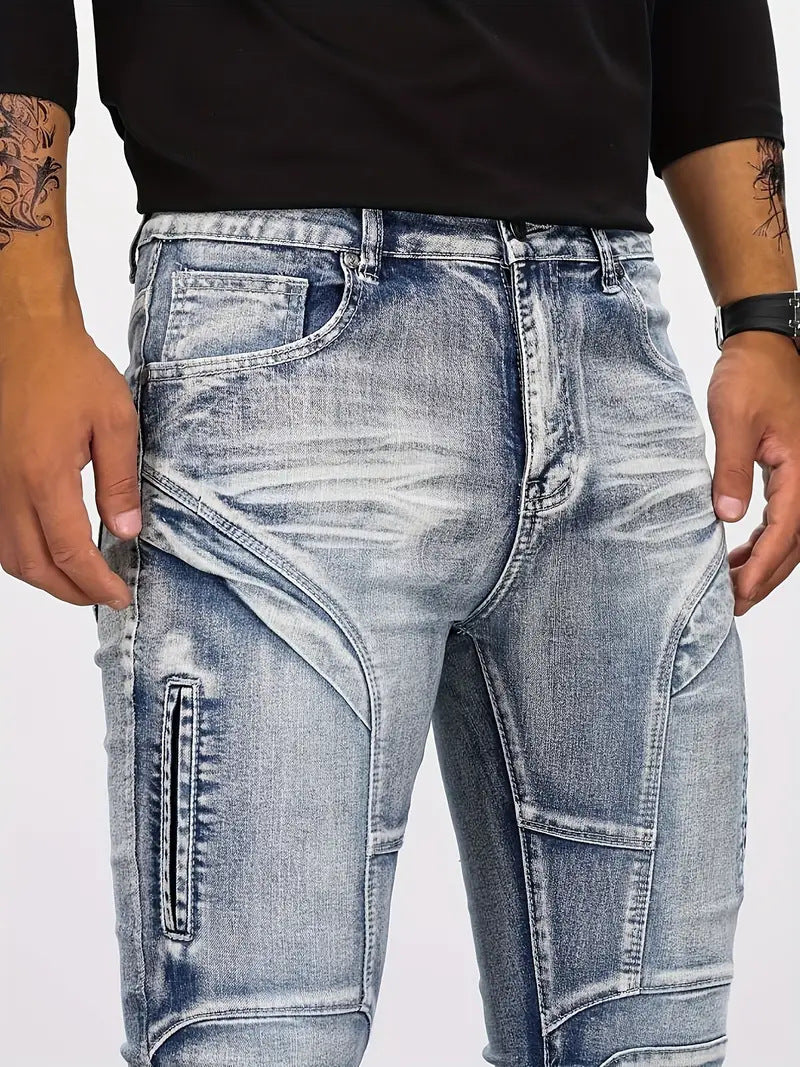 Retro Casual Stretch Motorcycle Jeans For Men - Nyaabs