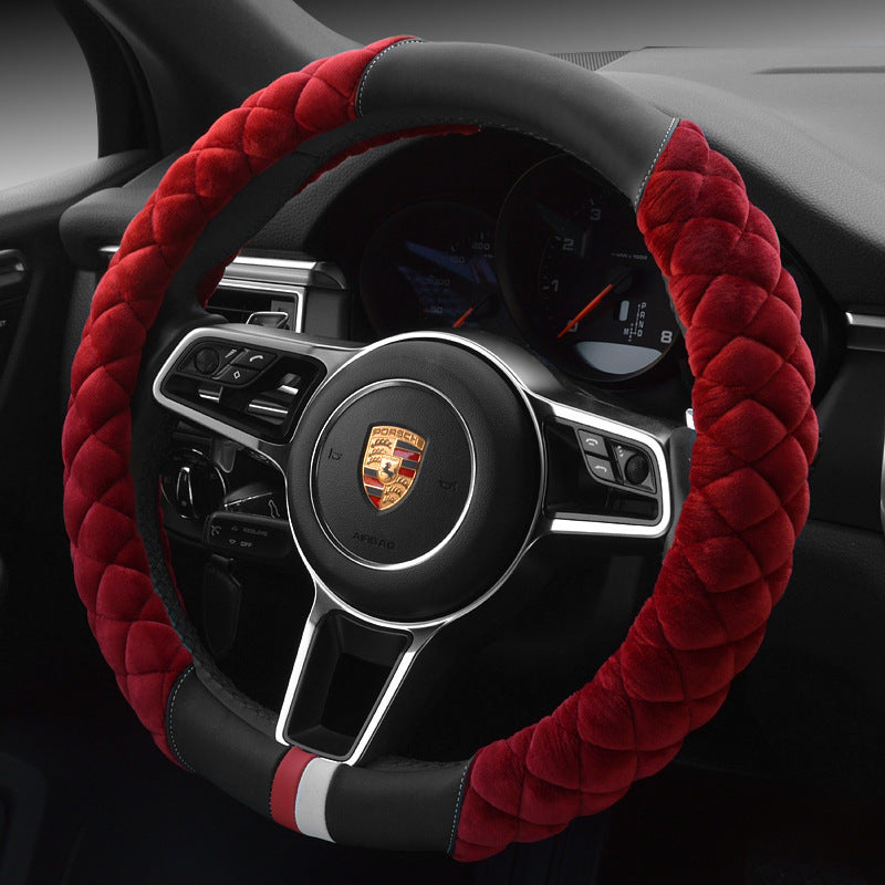 Universal Car Steering Wheel Cover Winter Decoration Cute 38cm Plush Footprint Auto Automobile Vehicle Steering Wheel Protector - Nyaabs