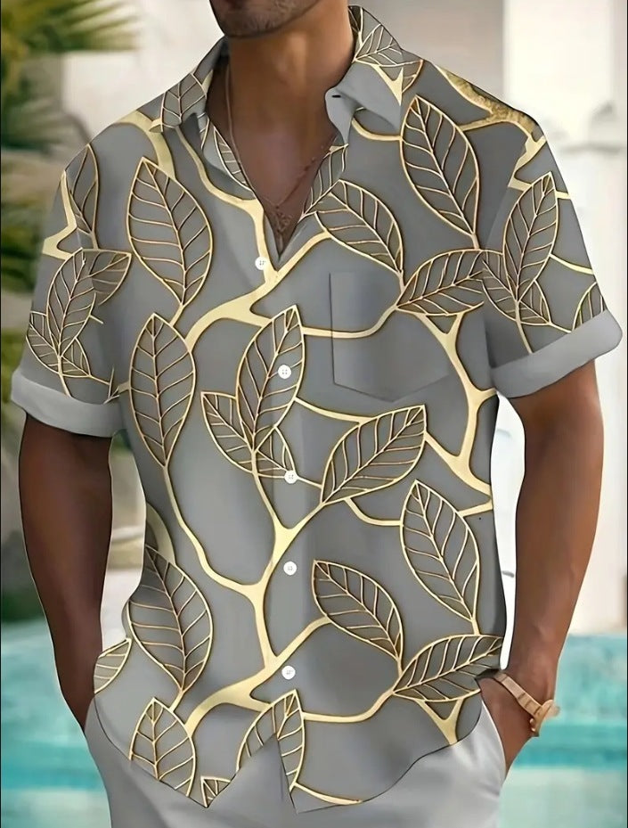 Fashion Printed Shirt Men's Clothing Print Lapel Short Sleeve nyaabs.com