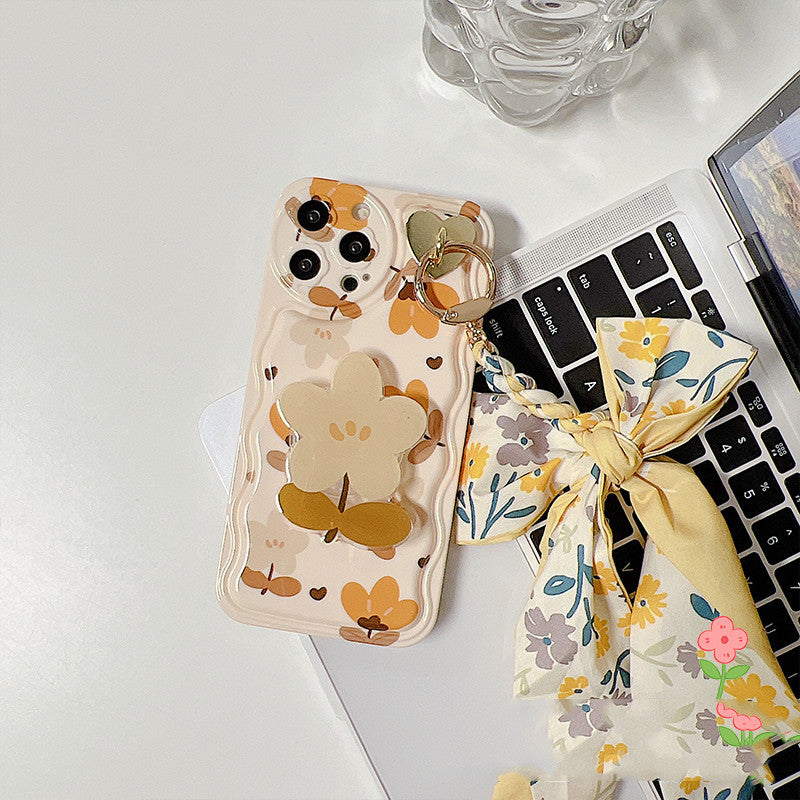 Autumn Leaves And Flowers With Bow Silk Scarf Phone Cases - Nyaabs