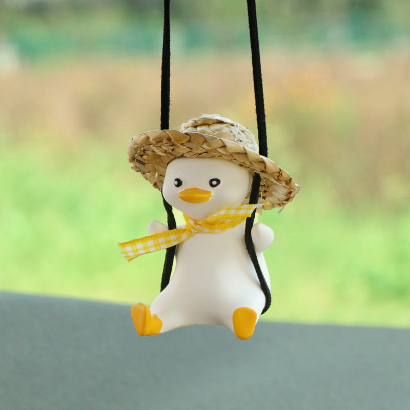 Car Pendant Cute Anime Little Duck Swing Auto Rearview Mirror Hanging Ornaments Interior Decoraction Accessories For Girls Gifts - Nyaabs