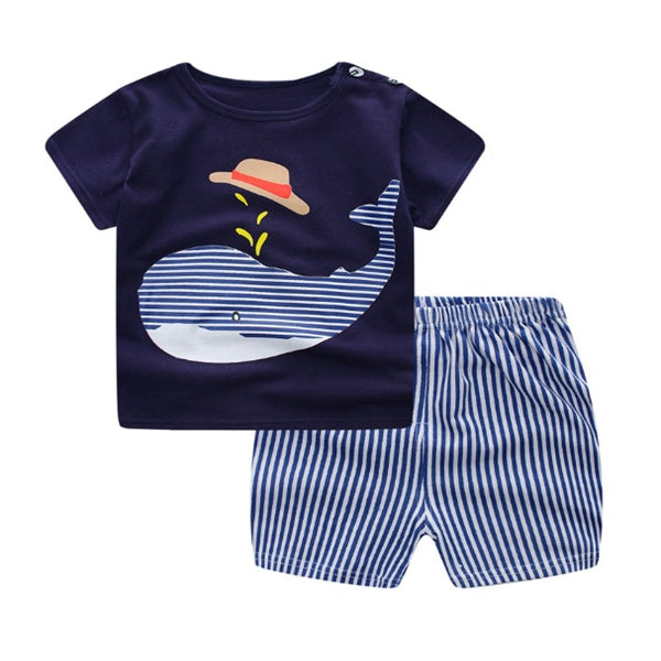 Cartoon Clothing Baby Boy Summer Clothes T-shirt Baby Girl Casual Clothing Sets - Nyaabs