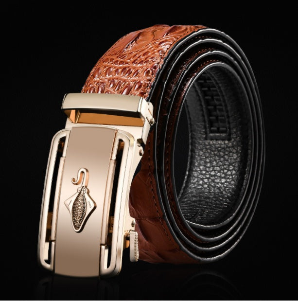 Men's Genuine Leather Belt Automatic Buckle - Nyaabs