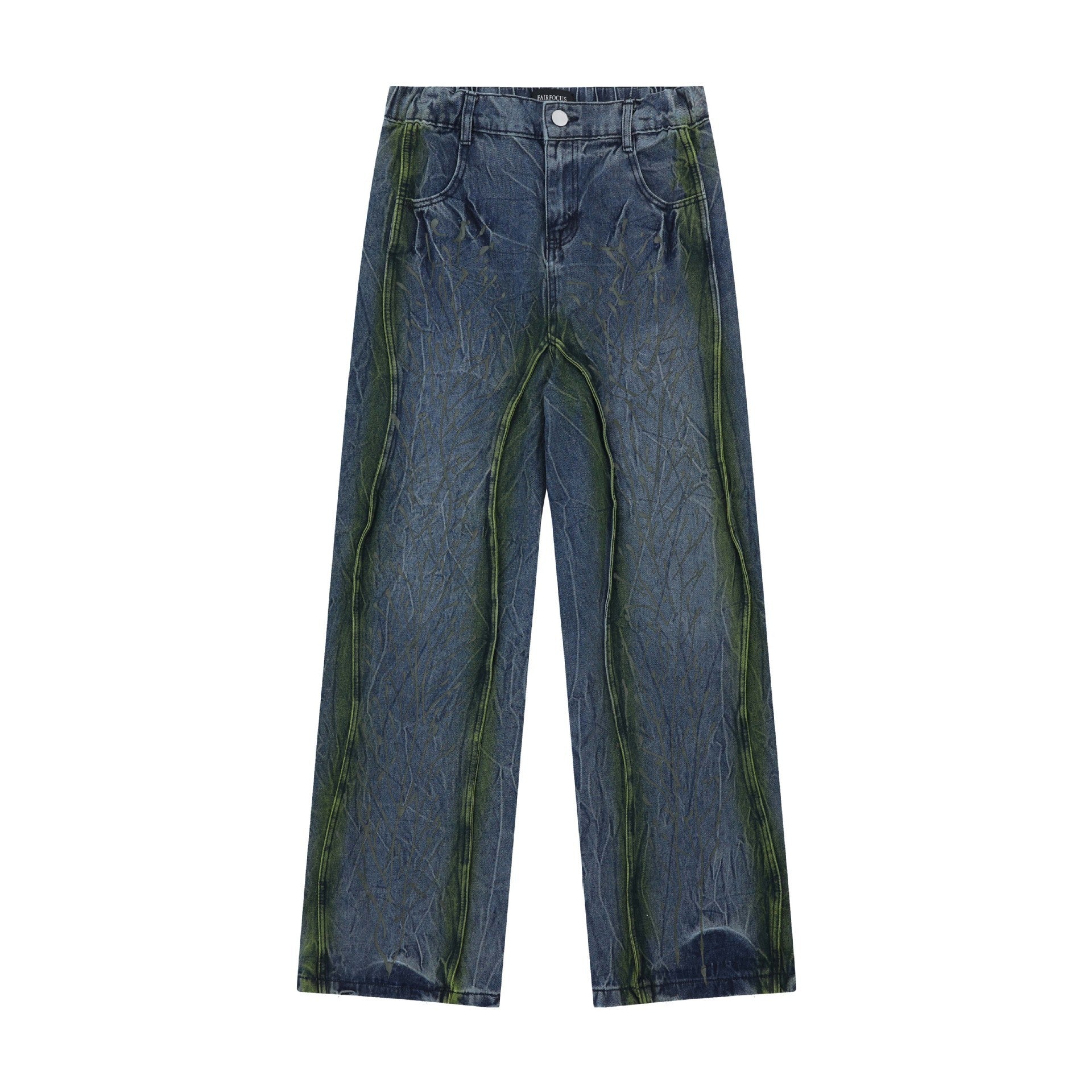 Washed Distressed Tie-dyed Flanging Jeans - Nyaabs