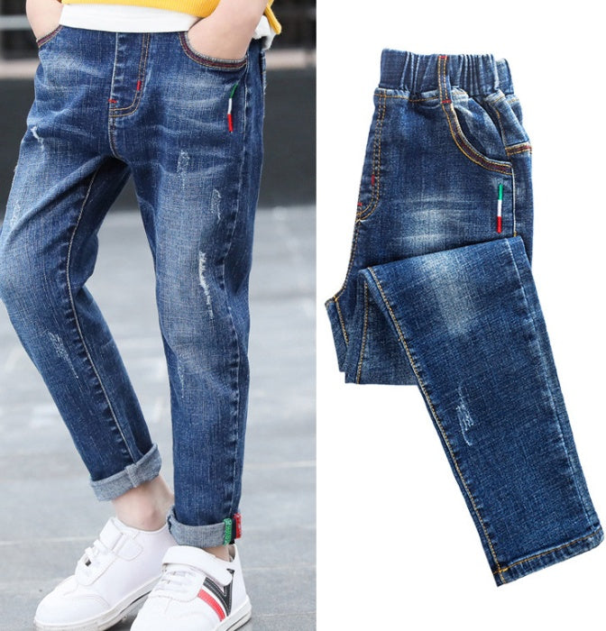 Boys' denim trousers, new style, big children's trousers, spring and autumn children's trousers - Nyaabs