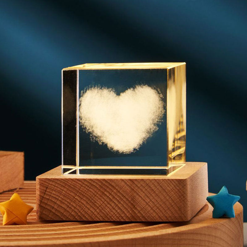 3D Transparent Crystal Cube Desktop Decoration Small Night Lamp Bedroom Home Decor For Kids Party Children Birthday Gifts - Nyaabs