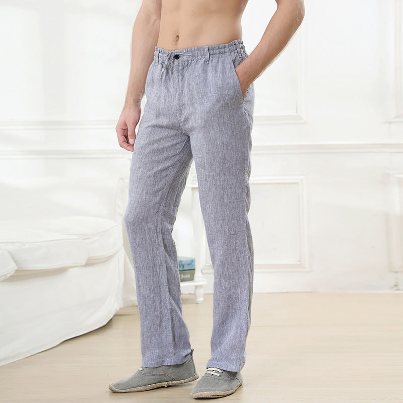 Men's Thin Casual Elastic Waist Linen Pant nyaabs.com