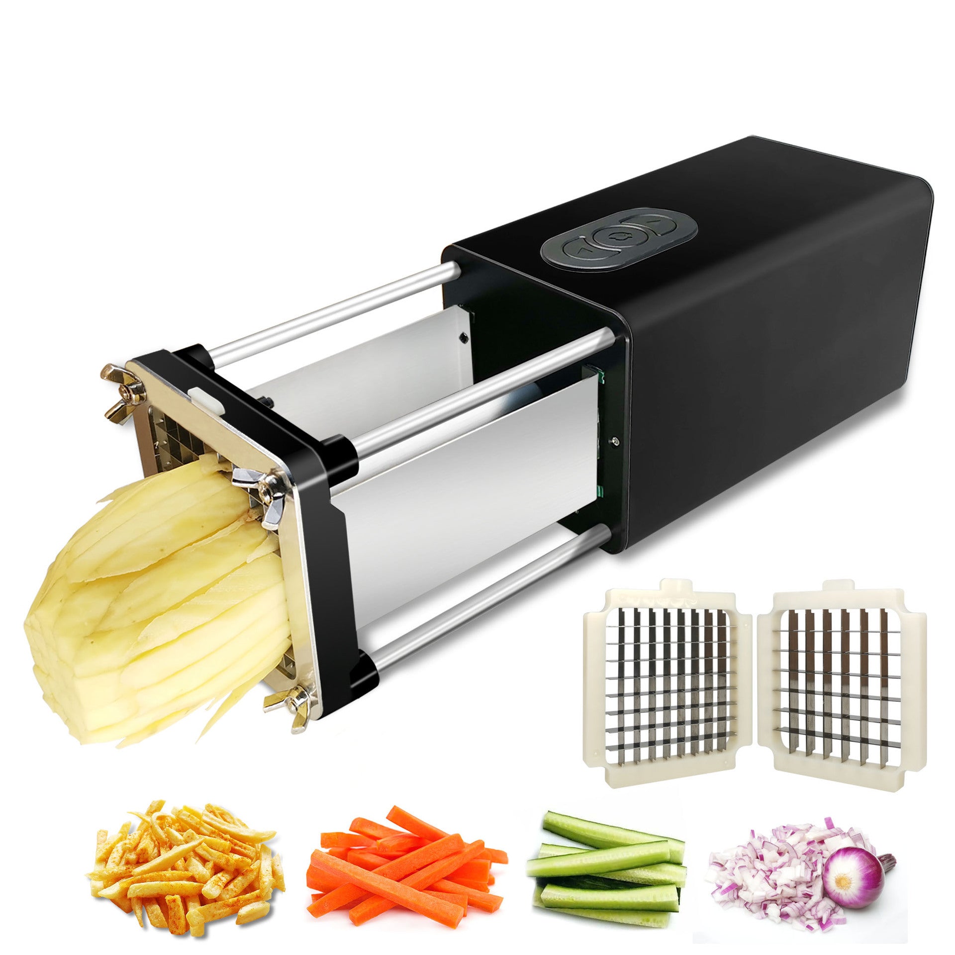 Kitchen Gadget Electric French Fry Cutter With Blades Stainless Steel Vegetable Potato Carrot For Commercial Household - Nyaabs