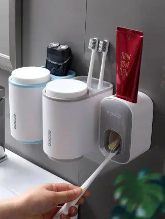 Wall Mounted Automatic Toothpaste Holder Bathroom Accessories Set Dispenser - Nyaabs