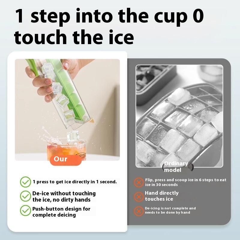 Ice Cube Mold Household Ice Maker Food Grade Press Ice Tray Ice Cube Maker Ice Tray Mold With Storage Box Kitchen Gadget - Nyaabs