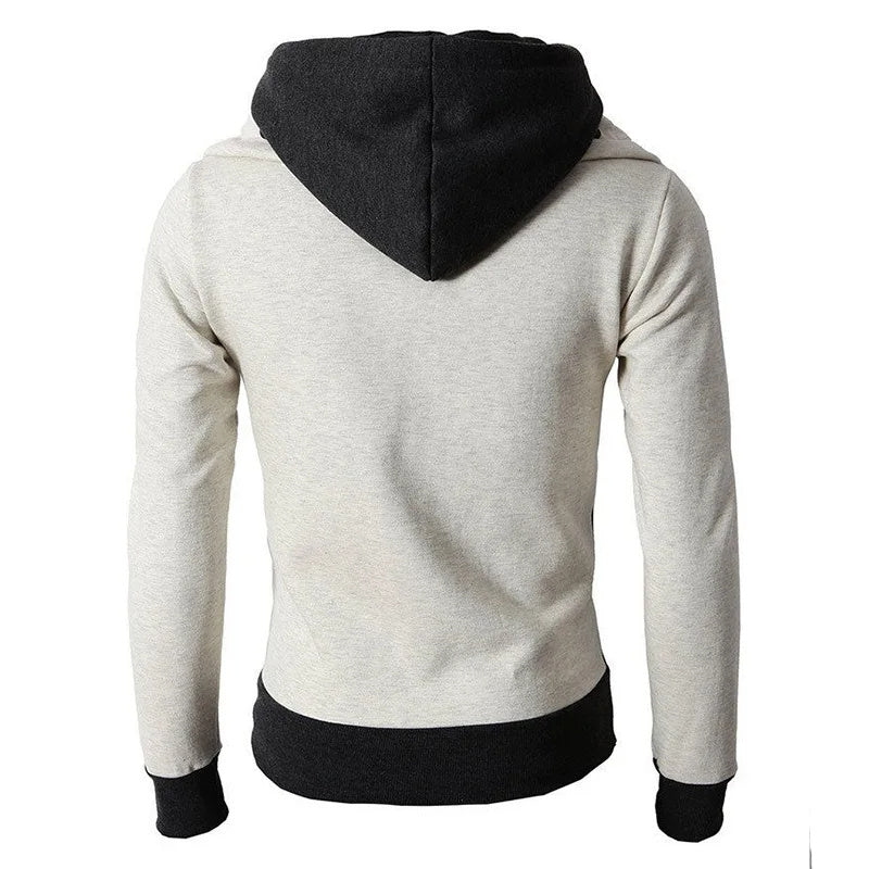 Men's Zip UP Hooded Jacket Fake Two Piece Sports Cardigan Casual Slim Sweatshirt Jacket - Nyaabs