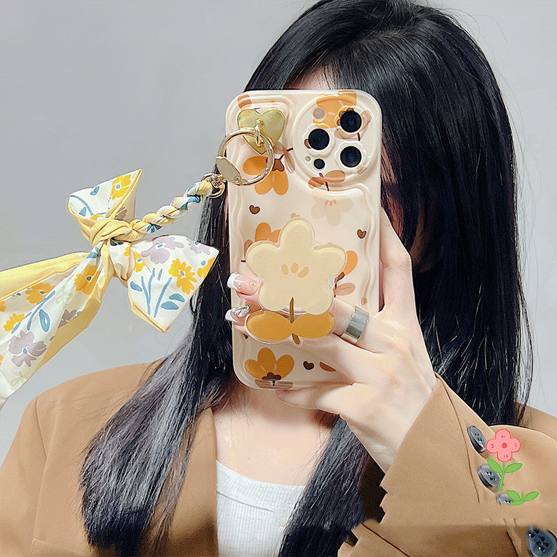 Autumn Leaves And Flowers With Bow Silk Scarf Phone Cases - Nyaabs