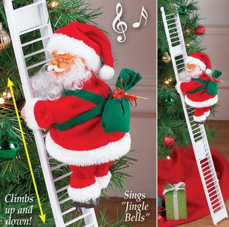 Climbing Ladder Electric Santa Claus Climbing Red Ladder Doll Toy - Nyaabs