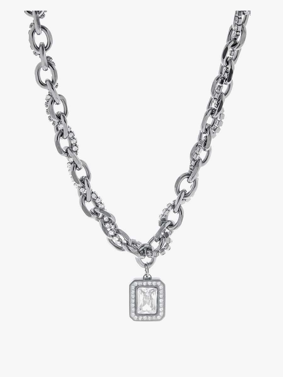 Double Layered Necklace With Diamond Inlay For Men - Nyaabs