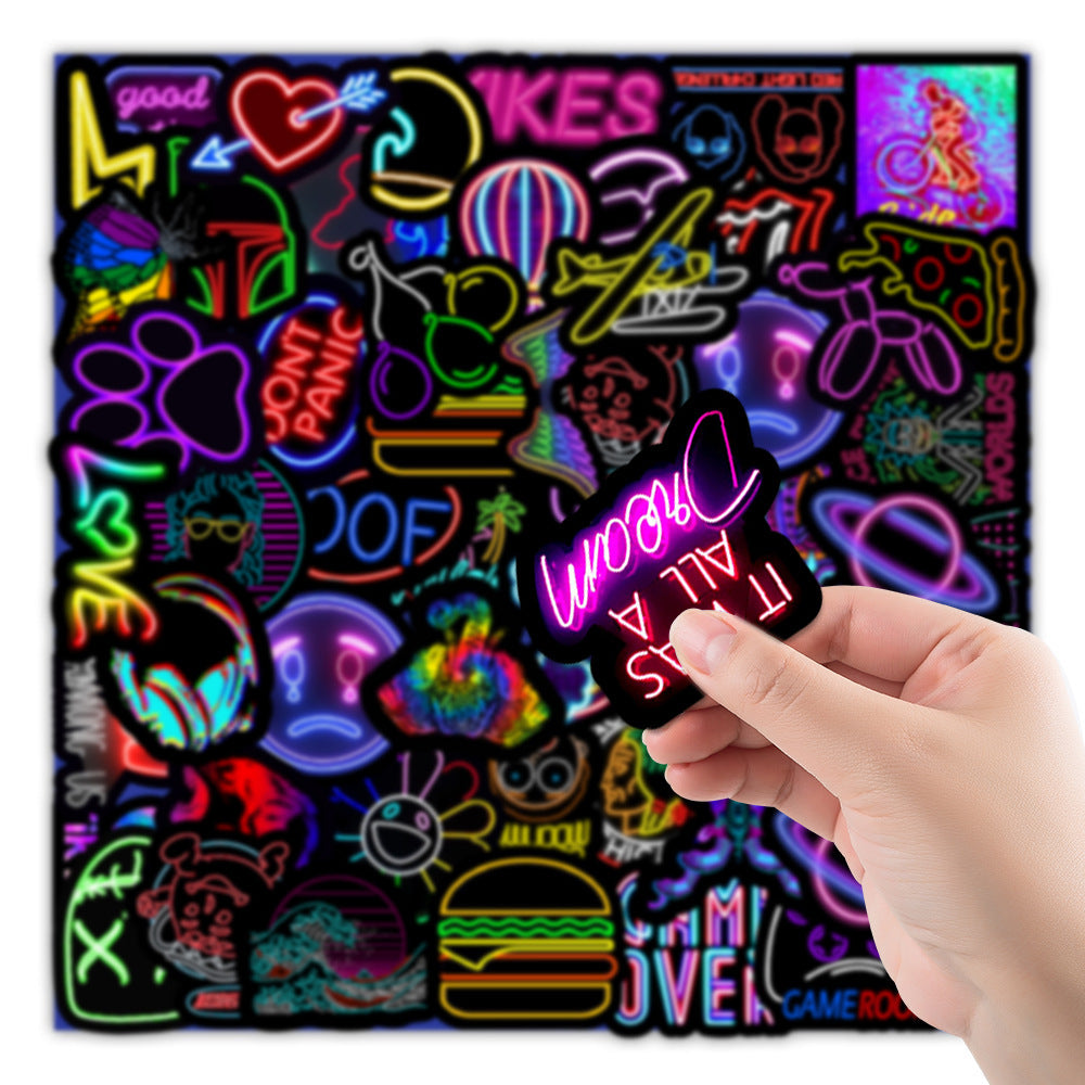 50 New Neon Stickers Car Trunk Phone Water Cup Decoration Stickers - Nyaabs