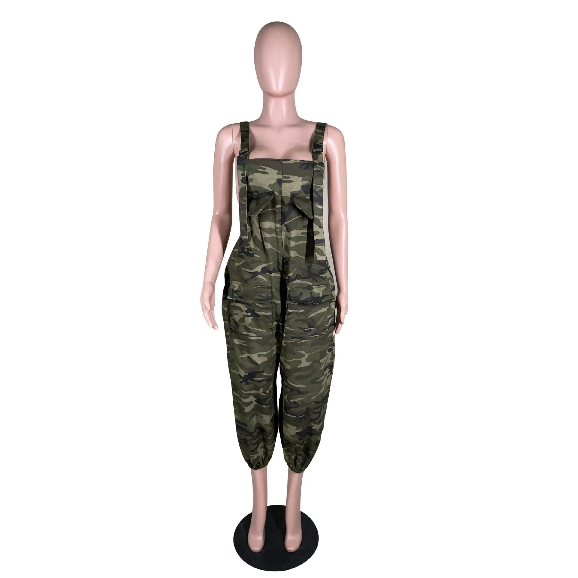 Camouflage Casual Work Clothes Loose Sling Jumpsuit - Nyaabs