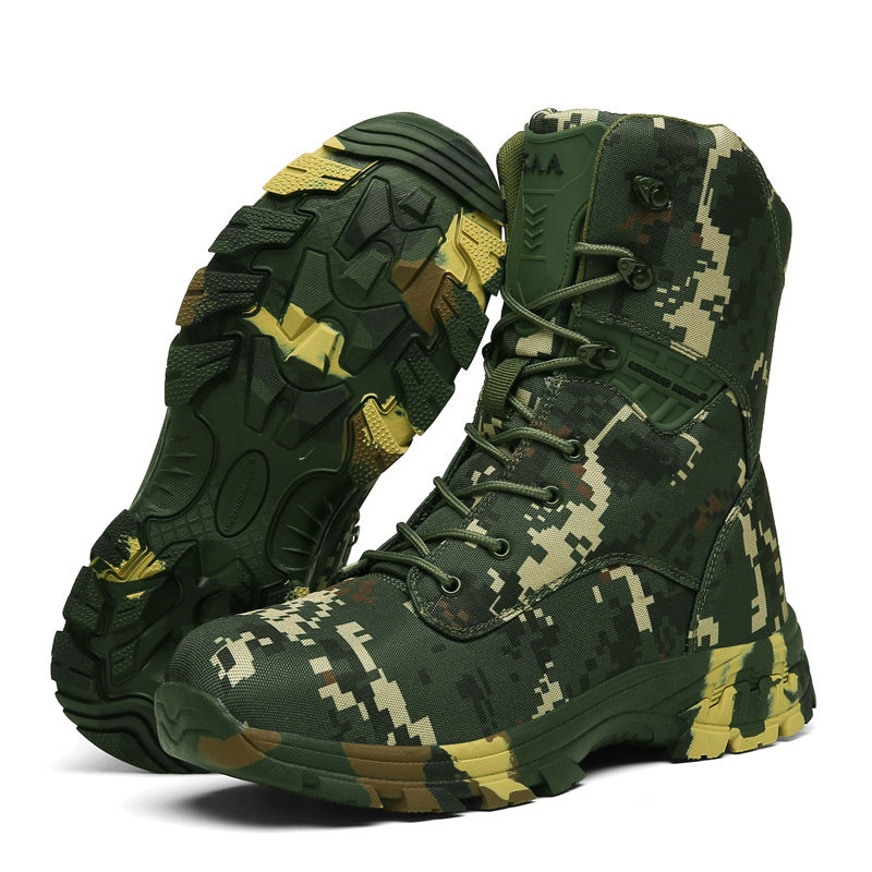 Men's Camo Outdoor Casual High Top Tactical Military Boots - Nyaabs