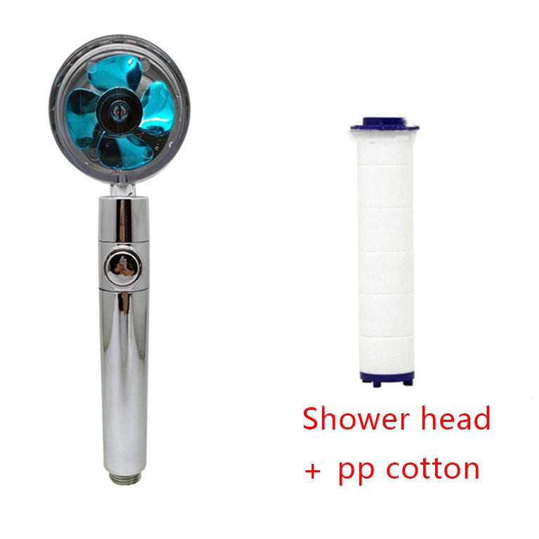 Shower Head Water Saving Flow 360 Degrees Rotating With Small Fan ABS Rain High Pressure Spray Nozzle Bathroom Accessories nyaabs.com