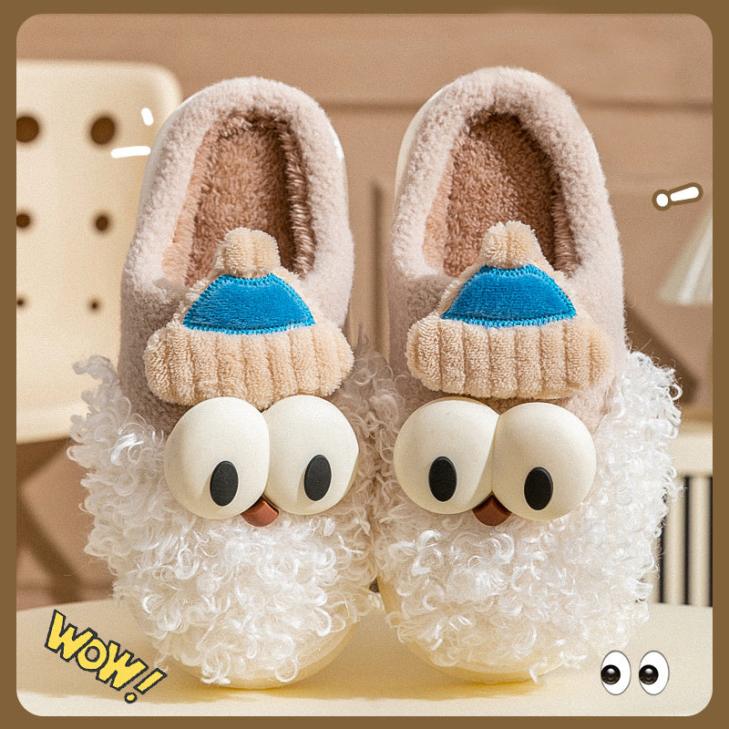 Cartoon Bearded Santa Claus Slippers Home Warm Non-slip Plush   Cotton Shoes Christmas Couple Floor Bedroom Slipper Women Men - Nyaabs