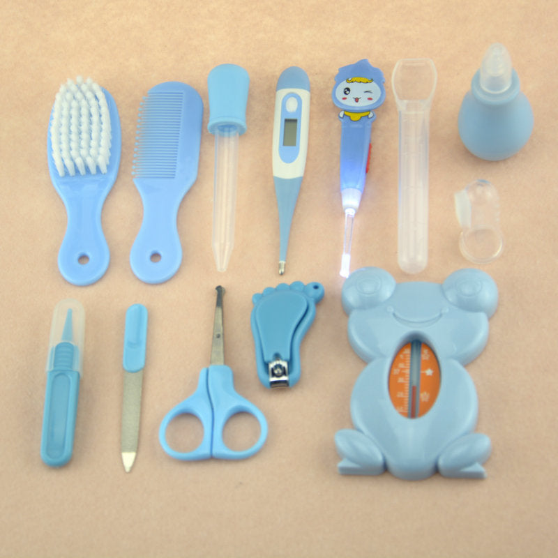 Roadfisher Newborn Baby Care Kits Nose Cleaner Feeder Earpick Tools Grooming Bag Set Nail Clipper Tooth Hair Brush Comb Scissor - Nyaabs