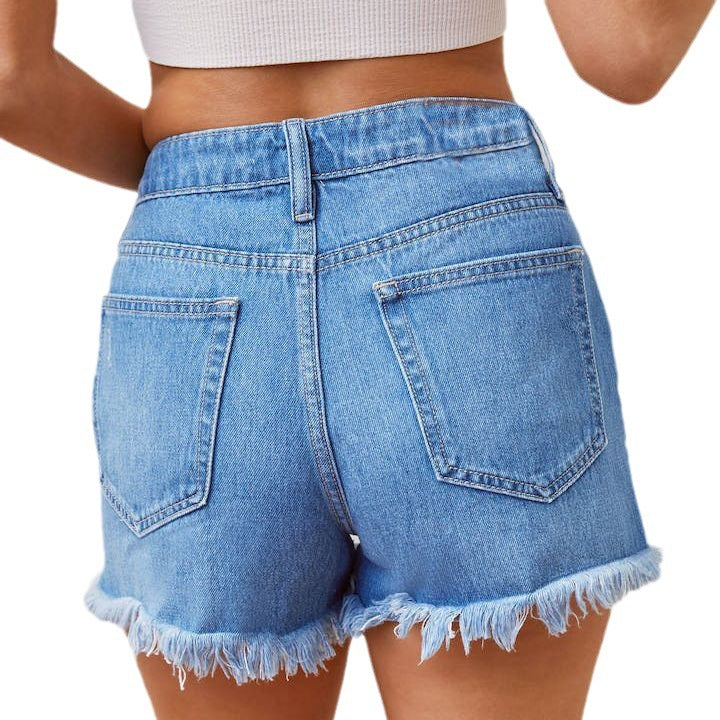 Tassel High Waist Ripped Denim Shorts nyaabs.com