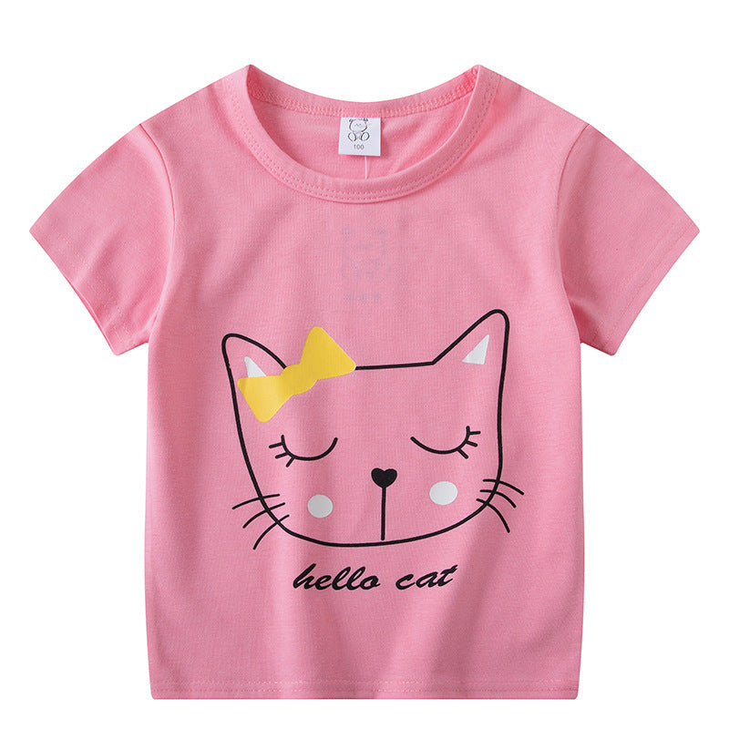 Children's Short Sleeve Boys And Girls T-shirt Cartoon Half Sleeve Top - Nyaabs