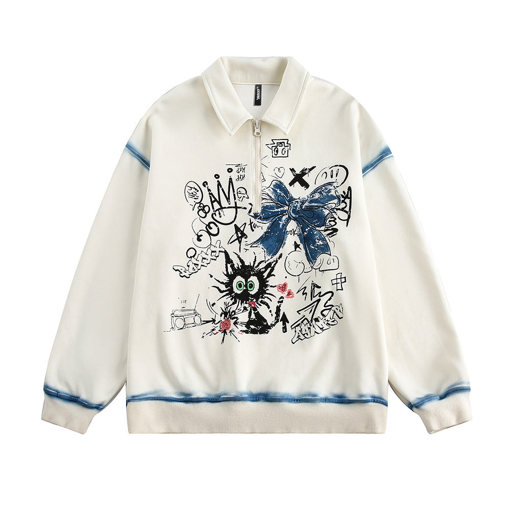 Fashion Graffiti Outline Sweater For Men And Women - Nyaabs