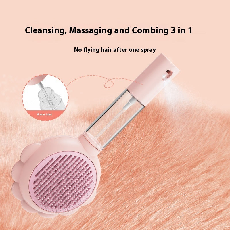 2 In 1 Self Cleaning Dog Brush Comb With Spray Pets Grooming Hair Remover Combs Brush Floating Hair Pet Grooming Brush Pet Products - Nyaabs