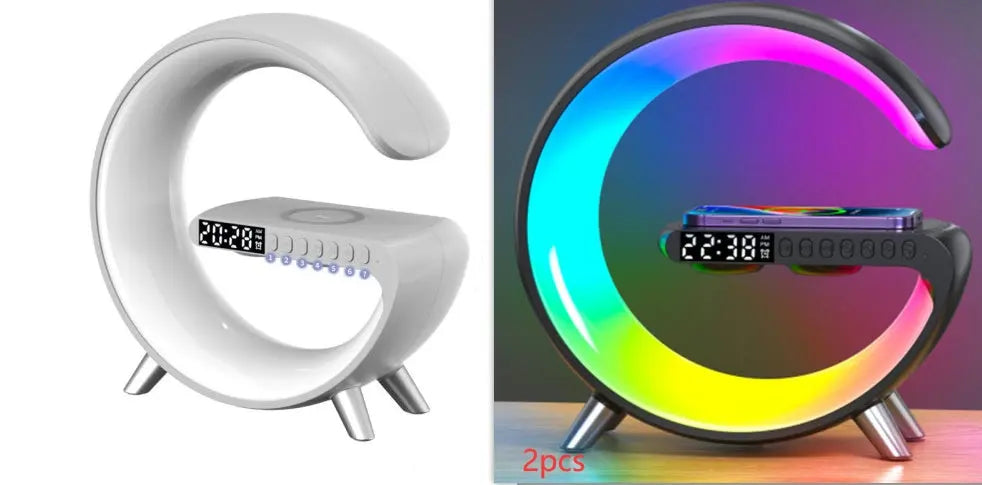 New Intelligent G Shaped LED Lamp Bluetooth Speake Wireless Charger Atmosphere Lamp App Control For Bedroom Home Decor - Nyaabs