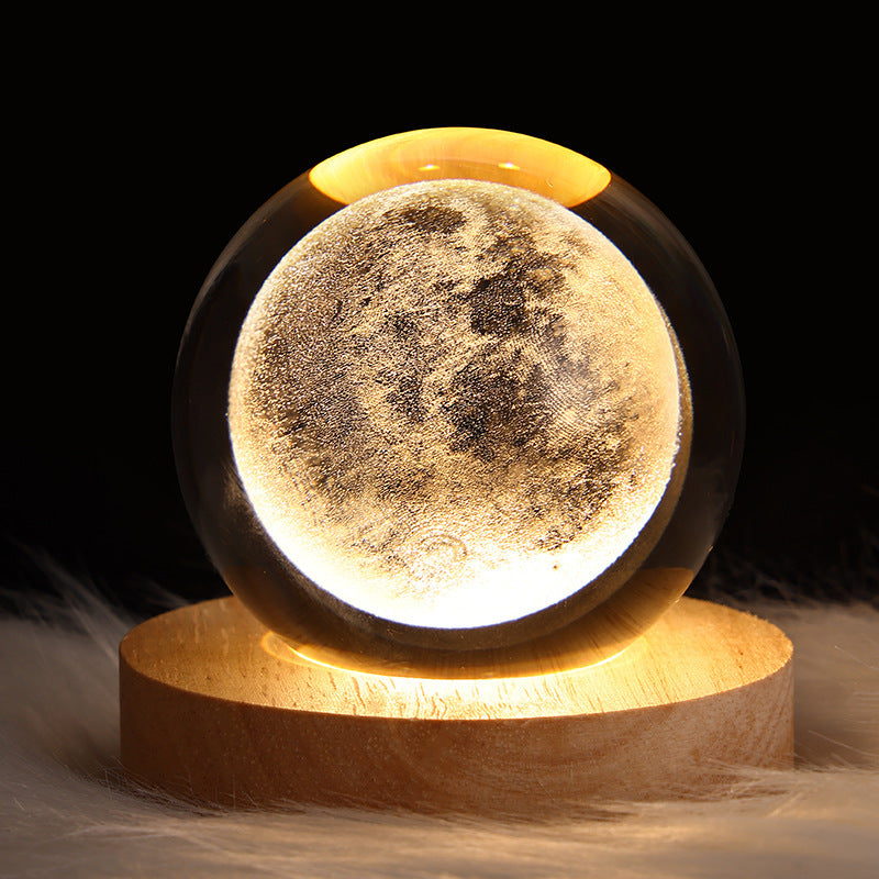 LED Night Light Galaxy Crystal Ball Table Lamp 3D Planet Moon Lamp Bedroom Home Decor For Kids Party Children Birthday Gifts nyaabs.com