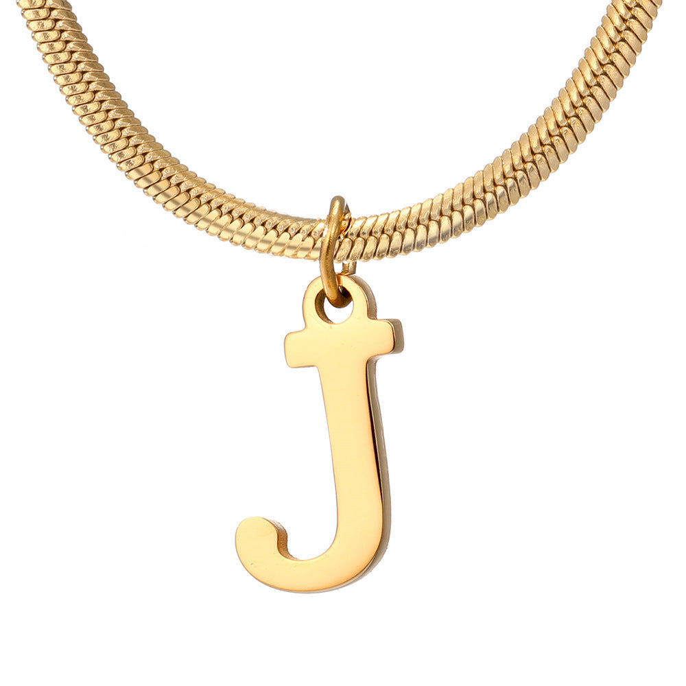 Minimalist A-Z Letter Pendant Necklace For Women Stainless Steel Gold Color Snake Chains Jewelry Birthday Gift - Nyaabs