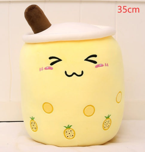 Cute Fruit Drink Plush Stuffed Soft Strawberry Milk Tea Plush Boba Tea Cup Toy Bubble Tea Pillow Cushion Kids Gift - Nyaabs