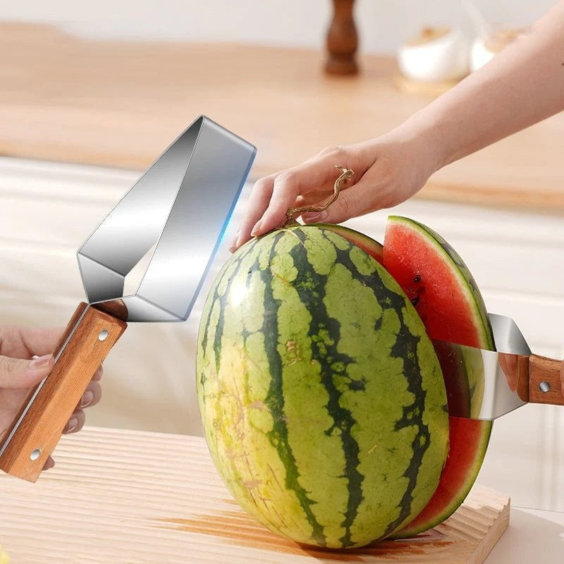 New Watermelon Splitter Watermelon Cutting Artifact 430 Stainless Steel Cutting Piece Splitter Household Melon Triangle Cutting Knife Fruit Knife Kitchen Gadgets - Nyaabs