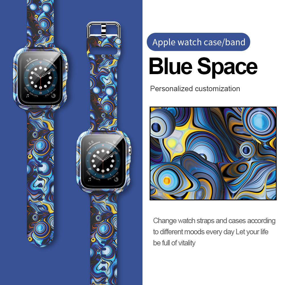 Suitable For Apple Watch Silicone Strap And Case Integrated With Pattern Printing - Nyaabs