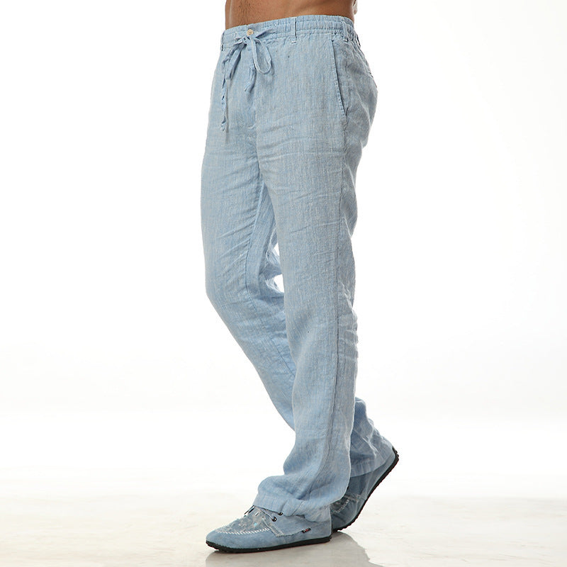 Men's Thin Casual Elastic Waist Linen Pant nyaabs.com