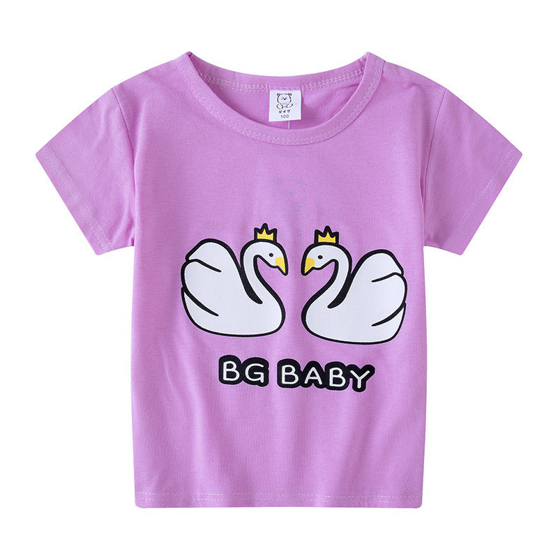 Children's Short Sleeve Boys And Girls T-shirt Cartoon Half Sleeve Top - Nyaabs