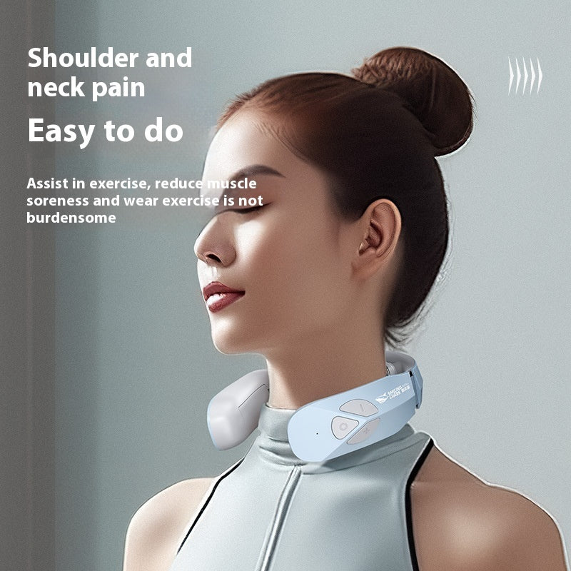 Electric Neck Massager EMS Pulse Rechargeable USB Cervical Traction Therapy Massage Stimulator Pain Relief Heating Function - Nyaabs