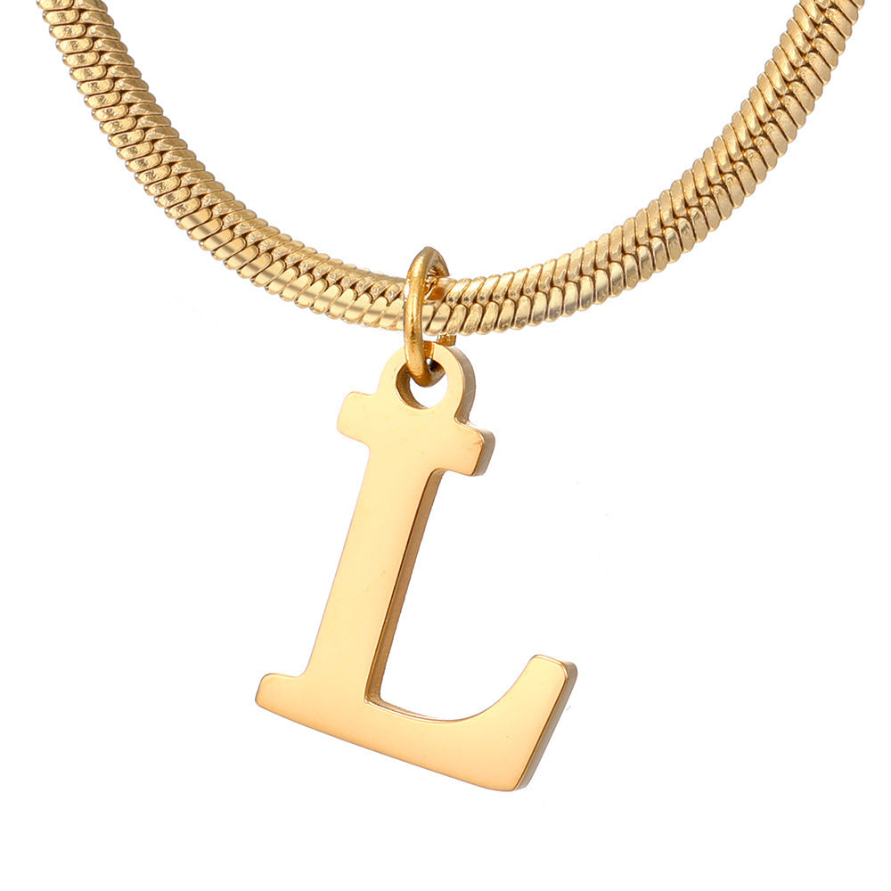 Minimalist A-Z Letter Pendant Necklace For Women Stainless Steel Gold Color Snake Chains Jewelry Birthday Gift - Nyaabs