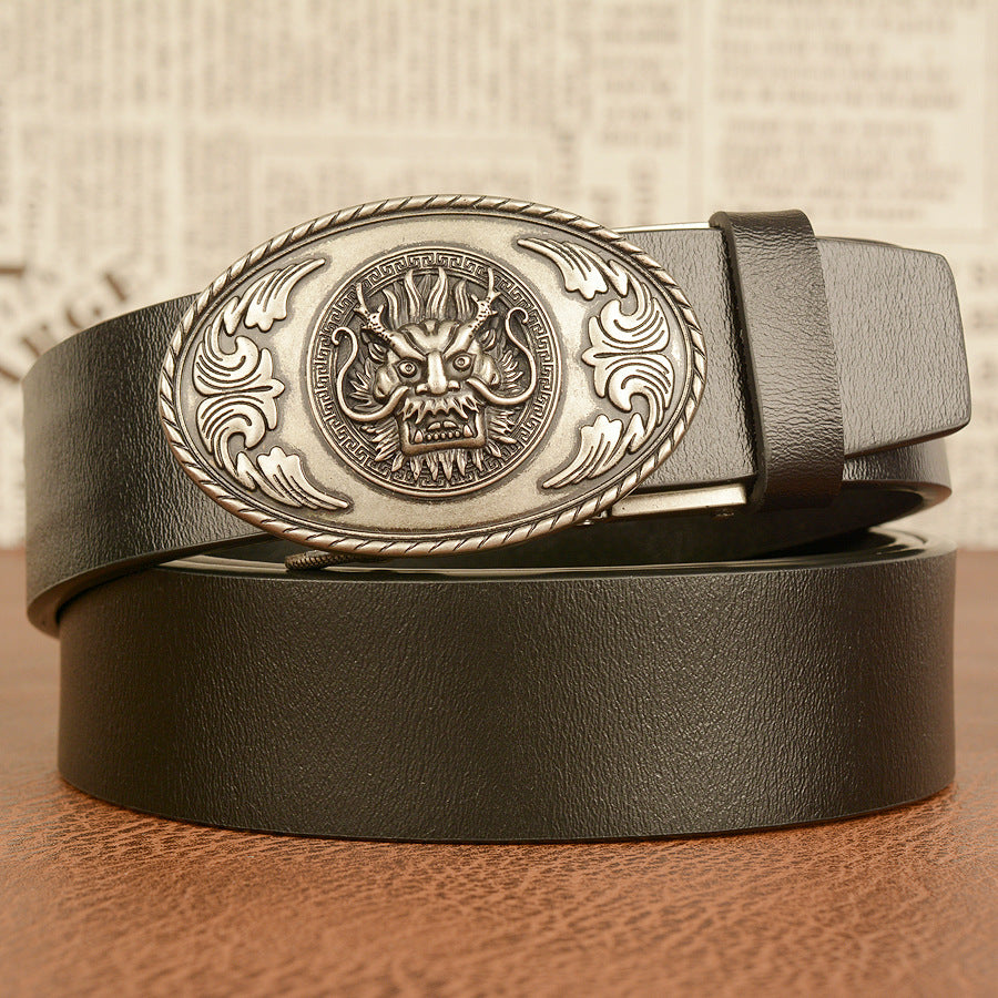 Men's Personality Belt Real Cowhide Ethnic Style Faucet Automatic - Nyaabs